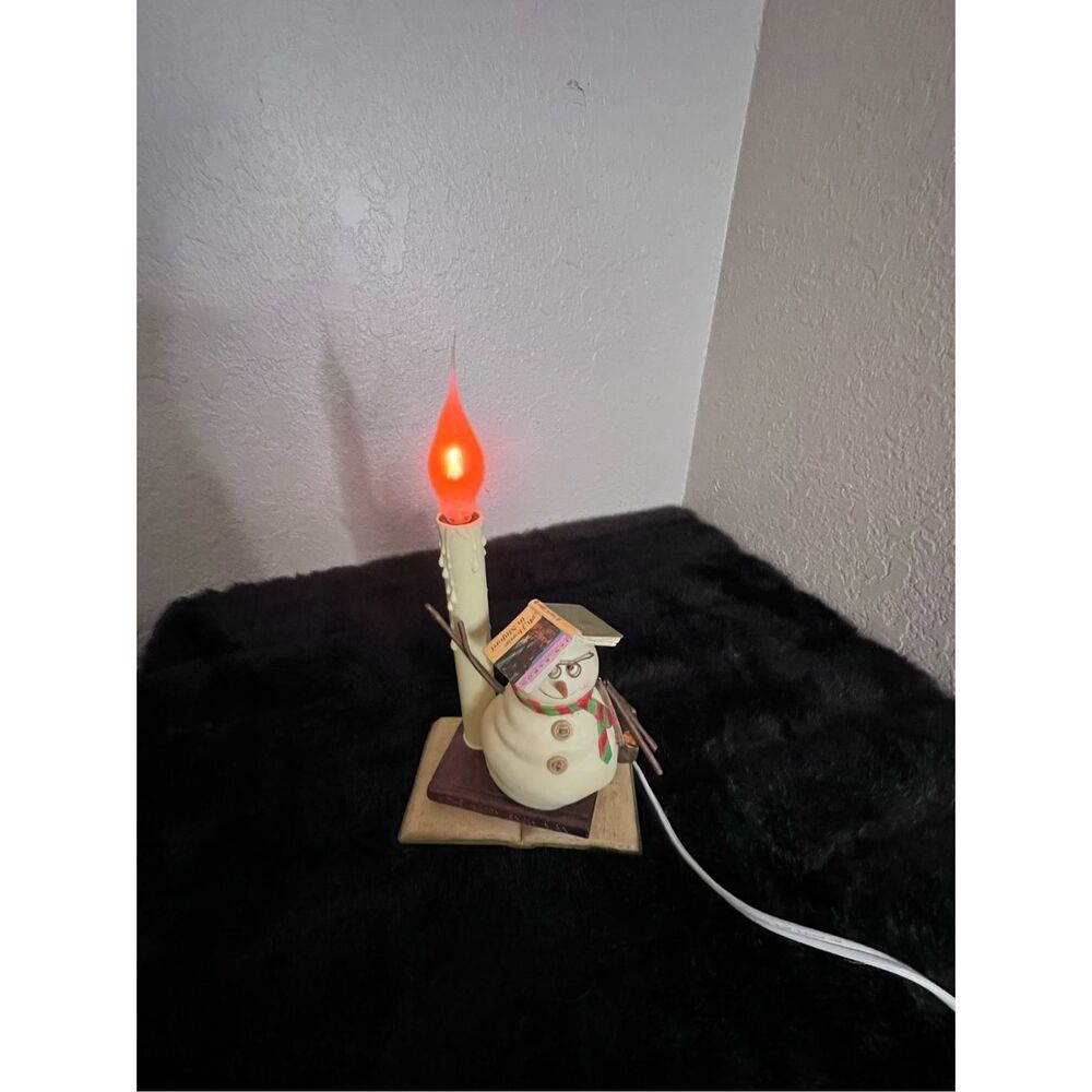 Darling Bookworm Snowman with Books Candle Lamp/Light Christmasโ